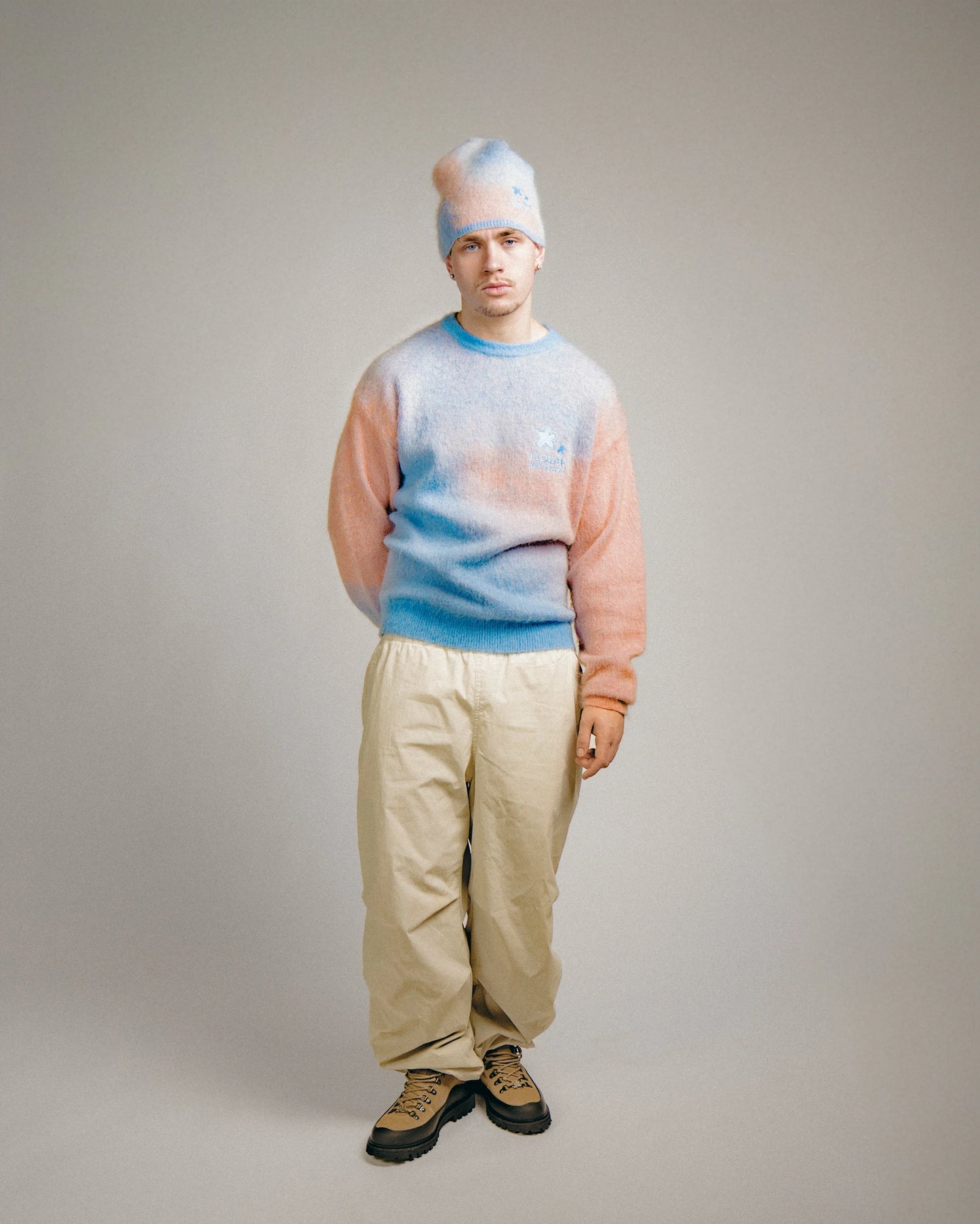 Mohair Crewneck Pink & Blue